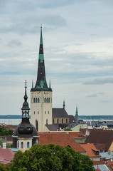 View of Saint Olaf Church in Tallinn, Estonia. The spire is 123.8 meters tall.