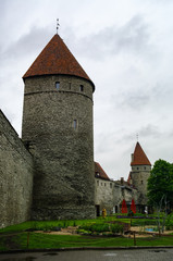 Obraz premium Walls of Tallinn are medieval defensive walls constructed around city of Tallinn. Rope Hill Tower (Koismae torn). Estonia