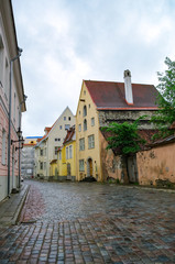 Fototapeta na wymiar Narrow street in the old town of Tallinn, Estonia