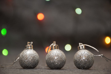 christmas card with silver baubles