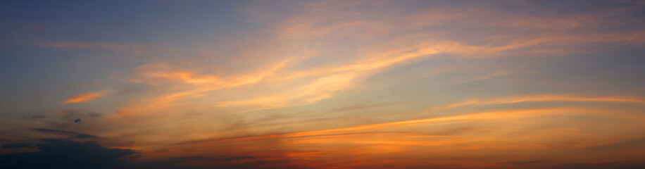 Panoramic view of dramatic twilight sky background