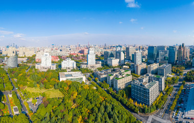 Naklejka premium Aerial aerial photographs of urban scenery in Pudong New Area, Shanghai, China