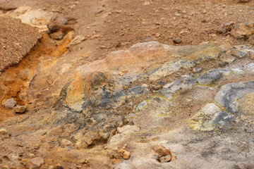 Ground from the geothermal area in Hverir in Iceland. Ground background