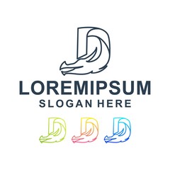 colorful dragon logo design vector