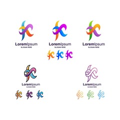 colorful letter k logo design vector bundle