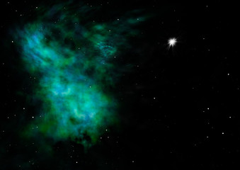 Being shone and star field against space.. 3D rendering