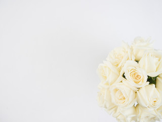 White roses isolated on white background