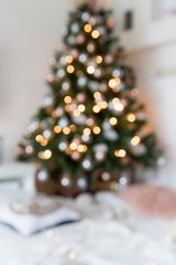 christmas tree bokeh lights background