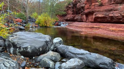 River flowing through canyon in Autumn, Slide Rock State Park