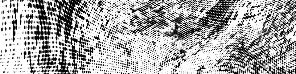 Abstract monochrome grunge halftone pattern. Soft lines and splashes	