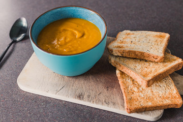 pumpkin soup with toasted bread
