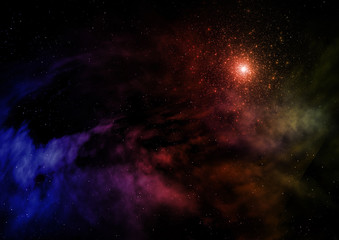 Fototapeta na wymiar Far being shone nebula and star field. 3D rendering
