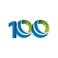 100 Years Anniversary Celebration Blue green Vector Template Design Illustration