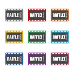 Ticket color icon set isolated on white background