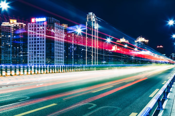 traffic at night in chongqing