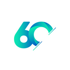 60 Years Anniversary Celebration tosca green Vector Template Design Illustration