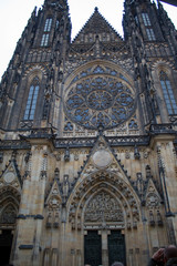 Fototapeta na wymiar Incredibly famous St. Vitus Cathedral in the Czech capital city of Prague on Christmas Day.