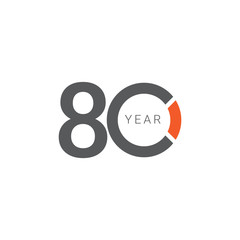 80 Years Anniversary Celebration Orange Vector Template Design Illustration
