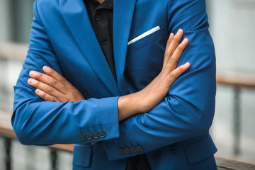 beautiful blue suit on a man