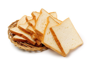 sliced bread on white background