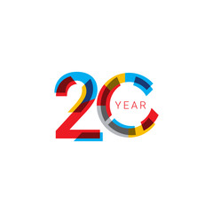 20 Years Anniversary Celebration out color Vector Template Design Illustration