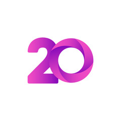 20 Years Anniversary Celebration Purple Vector Template Design Illustration