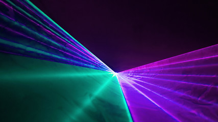 Multicolored Disco Laser with Beams Through Smoke