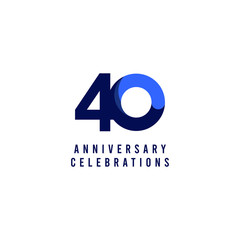 40 Years Anniversary Celebration Blue Vector Template Design Illustration