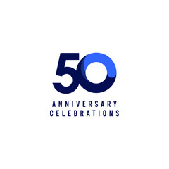 50 Years Anniversary Celebration Blue Vector Template Design Illustration