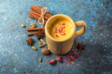 Healthy drink of masala tea with spices