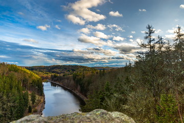 Vltava river from survey point. Late fall evening.