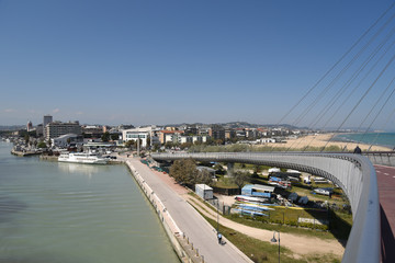Pescara River View at Morning at Spring, Abruzzo, Italy