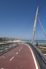 Ponte del Mare in Pescara, Abruzzo, Italy Divided Into Pedestrian and Bicycle Paths