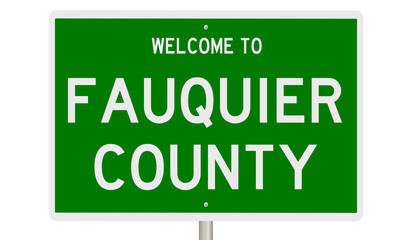 Rendering of a 3d green highway sign for Fauquier County