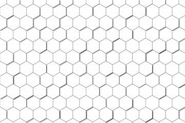 Honeycomb Grid tile random background or Hexagonal cell texture. in color gray or grey with difference border space. And vignette dark border shadow. 