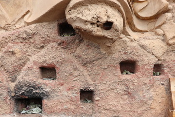 Maijishan Cave-Temple Complex in Tianshui , Gansu Province , China. Artistic treasures of Maiji Mountain caves. UNESCO World Heritage Site.