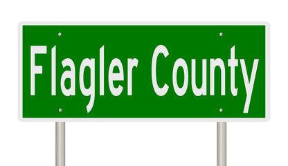 Rendering of a 3d green highway sign for Flagler County