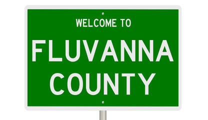 Rendering of a 3d green highway sign for Fluvanna County