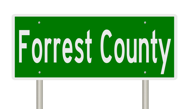 Rendering Of A 3d Green Highway Sign For Forrest County