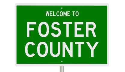 Rendering of a 3d green highway sign for Foster County