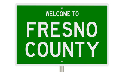 Rendering of a 3d green highway sign for Fresno County