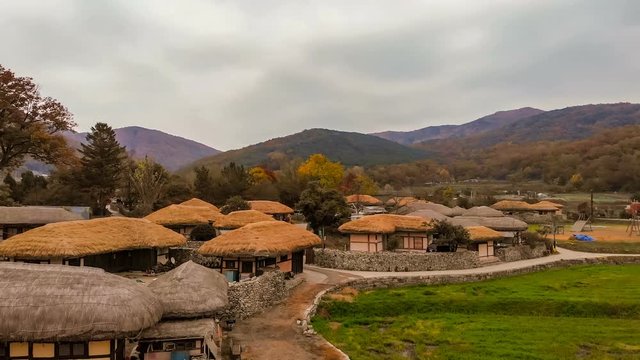 Traditional villages Korea's shot from the sky overlooking the village of Asan oeam