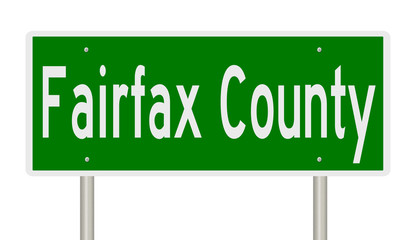 Rendering of a 3d green highway sign for Fairfax County