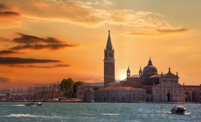 Fotobehang Scenic panoramic view of Grand Canal in sunset. Venice, Italy. © Sergey Fedoskin