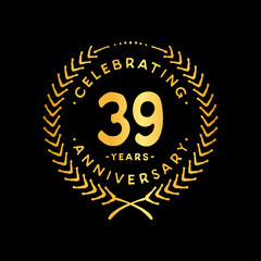 Naklejka premium 39 years design template. 39th vector and illustration.
