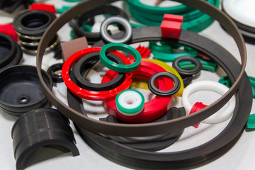 Various rubber products and sealing products at the exhibition stand. Industry