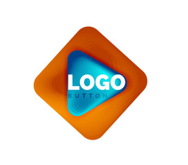 Play, arrow or download button icon, minimal design business logo template. 3d geometric bold in relief style with color blend steps effect. Vector Illustration For Wallpaper, Banner, Background, Card