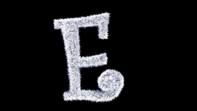 3d animated Christmas ice frost typeface with alpha channel the character  E