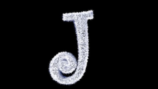 3d animated Christmas ice frost typeface with alpha channel the character  J