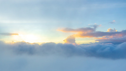 Abstract blurry shot of clouds at sunset or evening time for blur backdrop or background.
